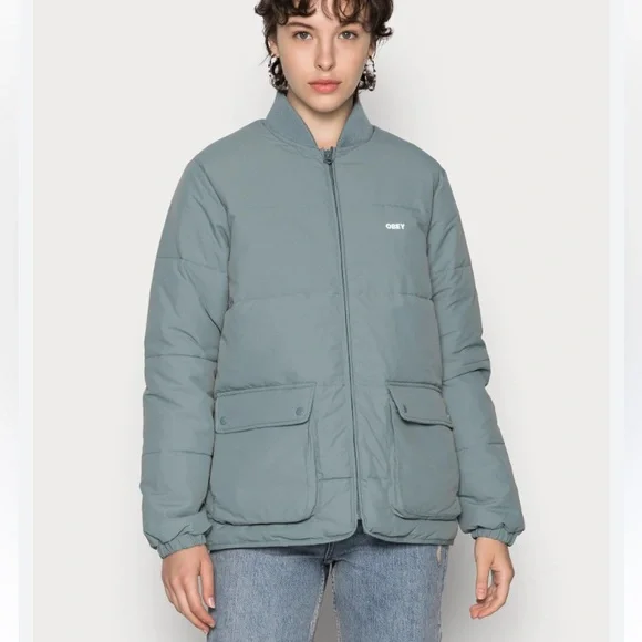 Obey Women’s  Puffer Jacket Dolls Kill Leaf Dion XS Winter Jacket Cabincore - Picture 2 of 15